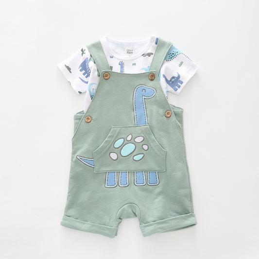 Baby Boys, Little Dino Shortalls Set Ollies Place