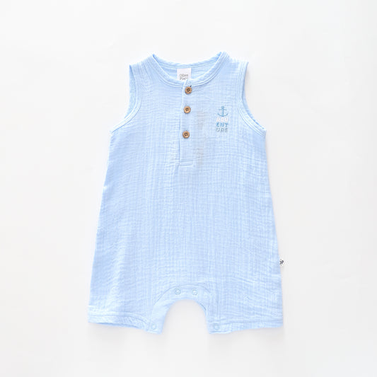 Baby Boys Blue Cheesecloth Romper Ollies Place