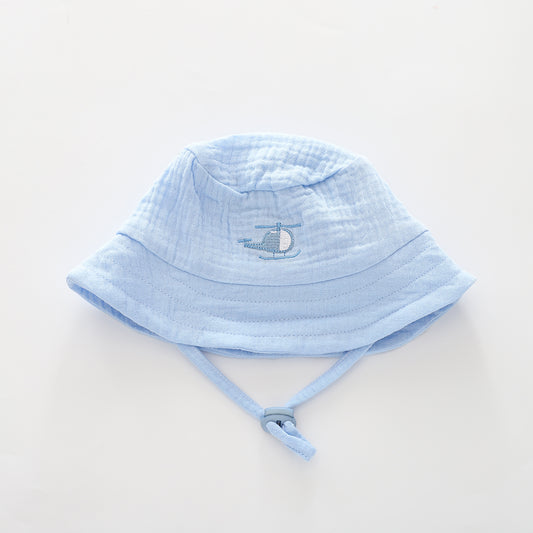 Baby Boys Blue Cheesecloth Bucket Hat Ollies Place