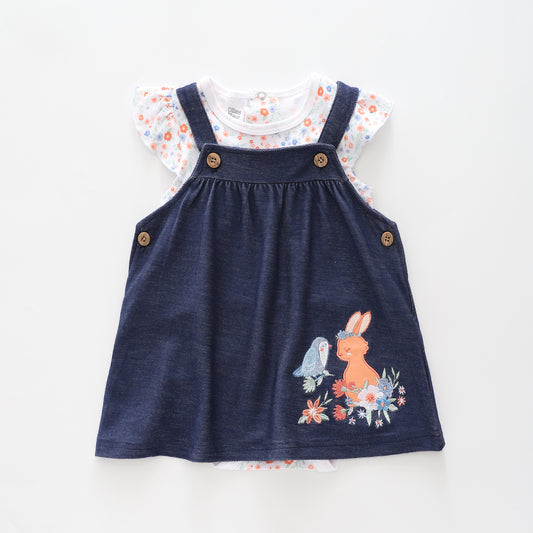 Baby Girls, Denim Look Pinafore Set Ollies Place