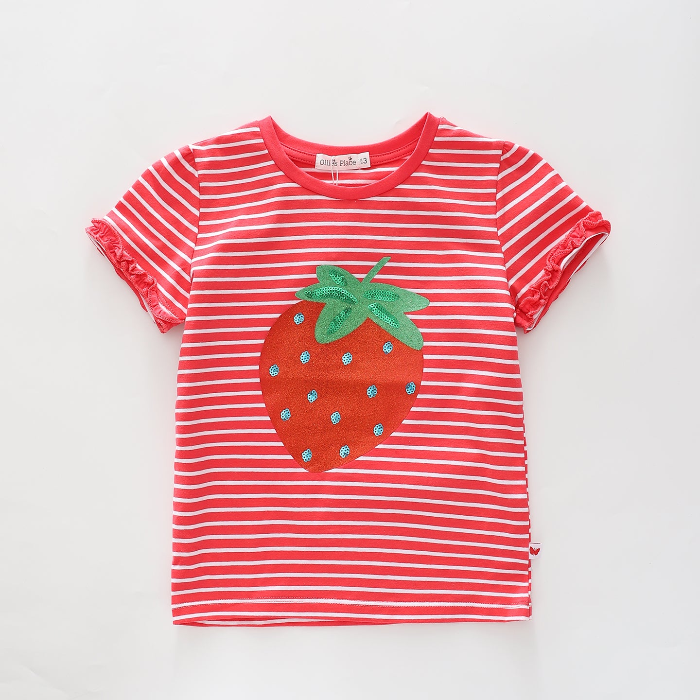 Girls Strawberry Stripes Tee Ollies Place