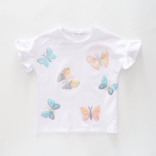 Girls Butterfly Sequin Tee Ollies Place