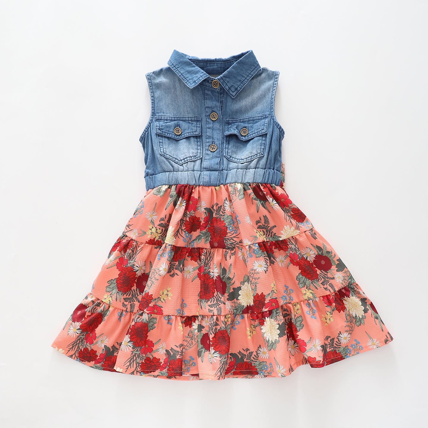 Junior Girls, Denim and Floral Dress Ollies Place