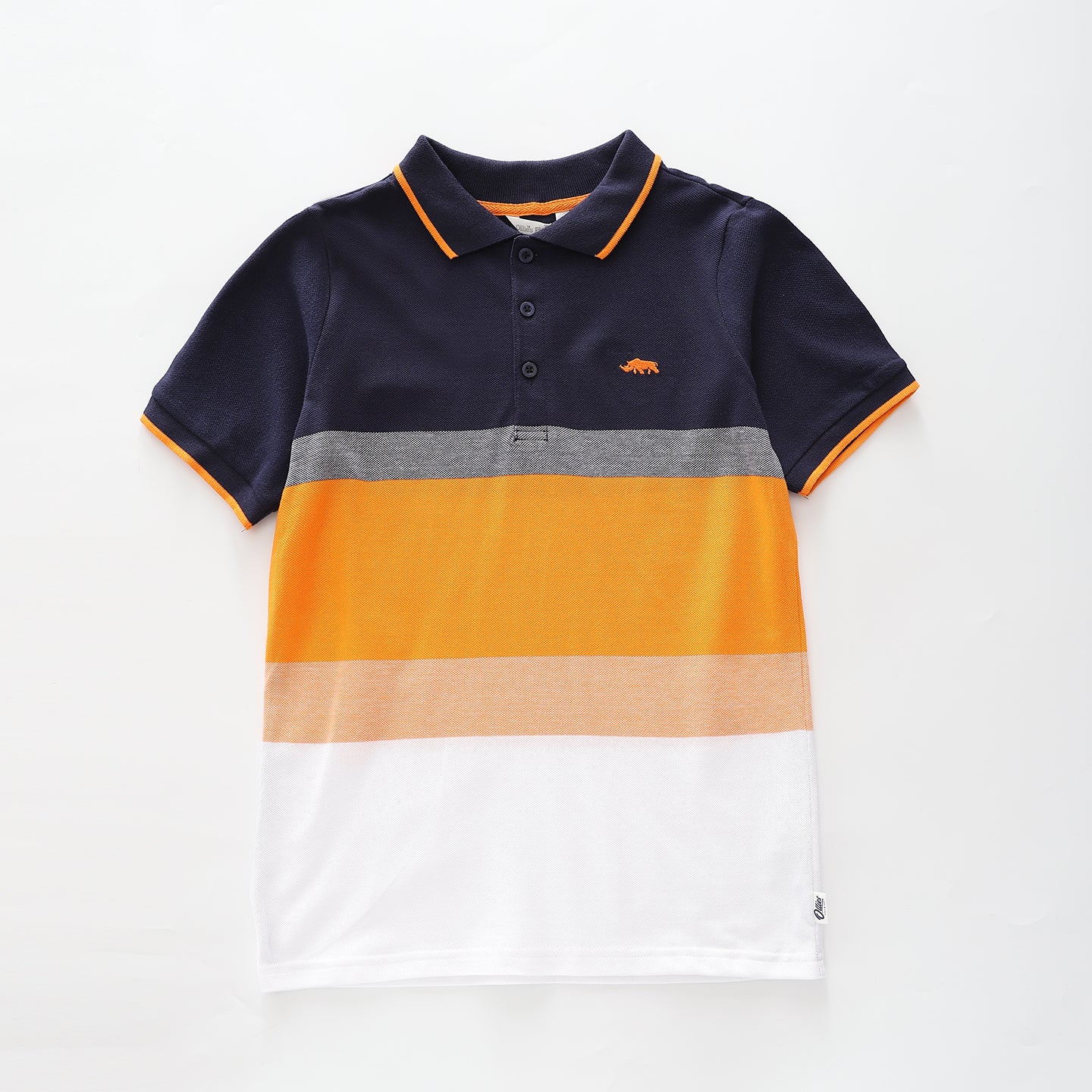 Older Boys Navy and Orange Polo Shirt Ollies Place