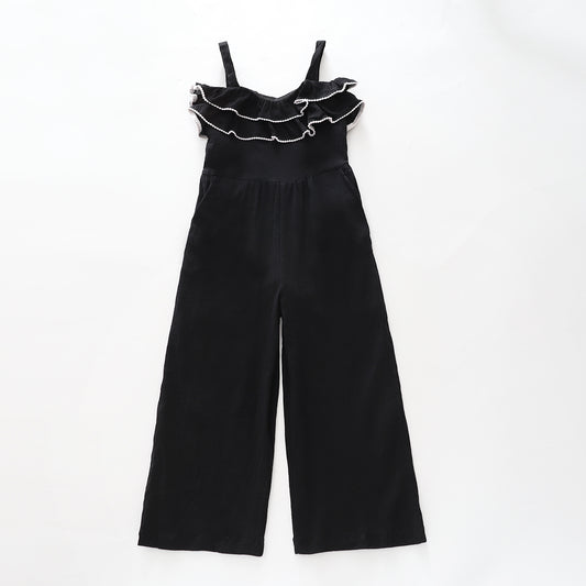 Girls Black Ruffle Jumpsuit Ollies Place