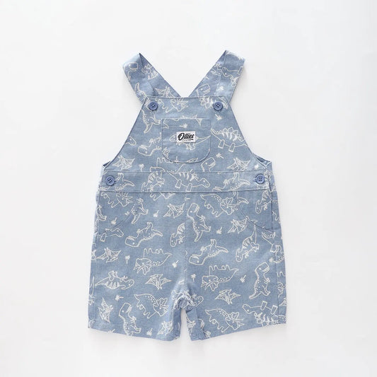 Infant Boys Dino Chambray Short Overalls Ollies Place