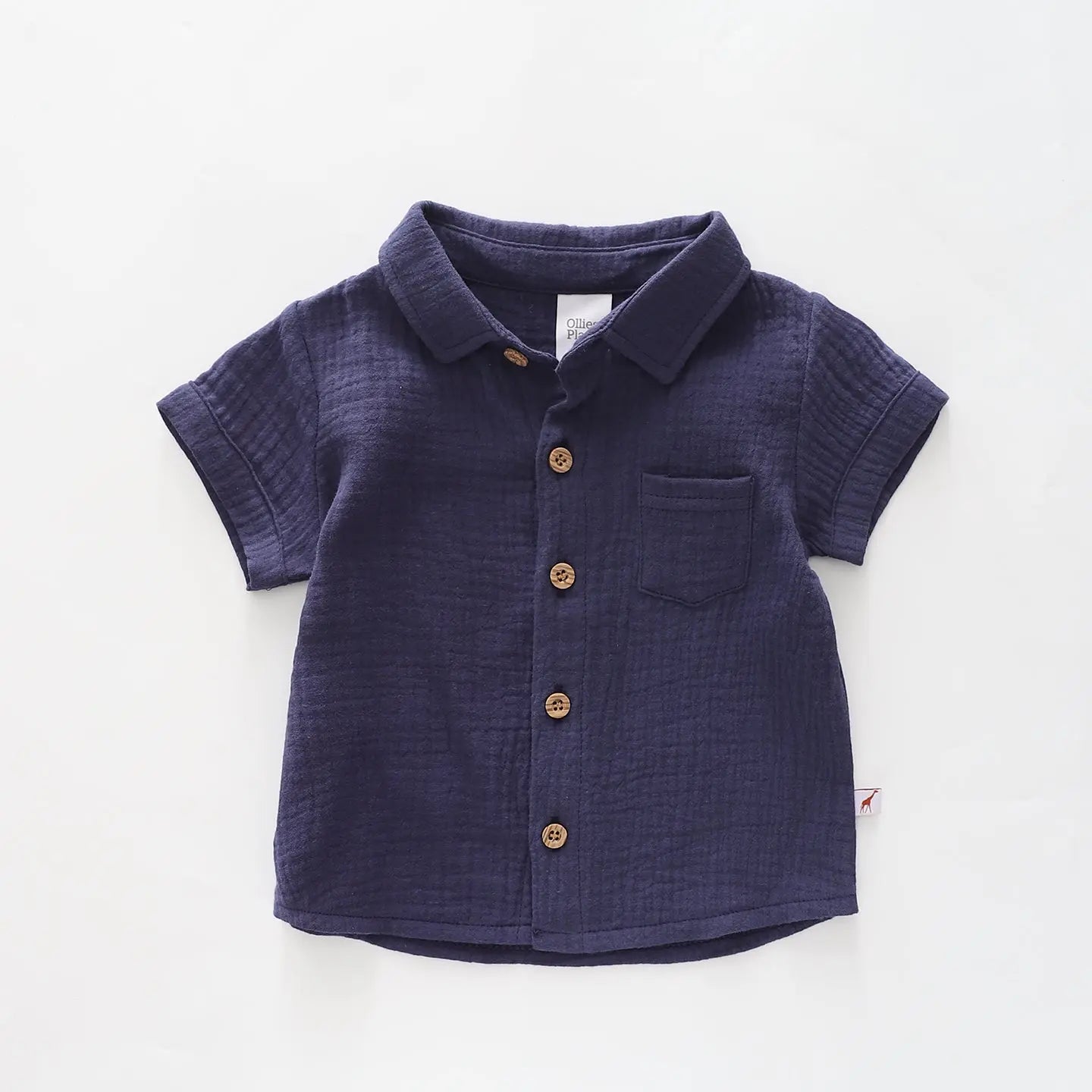 Infant Boys Navy Blue Cheesecloth Shirt Ollies Place