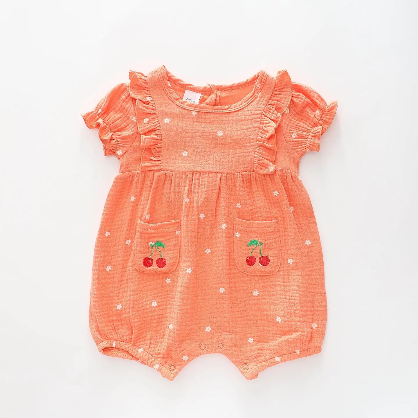 Infant Girls, Coral Cheesecloth Onesie Ollies Place