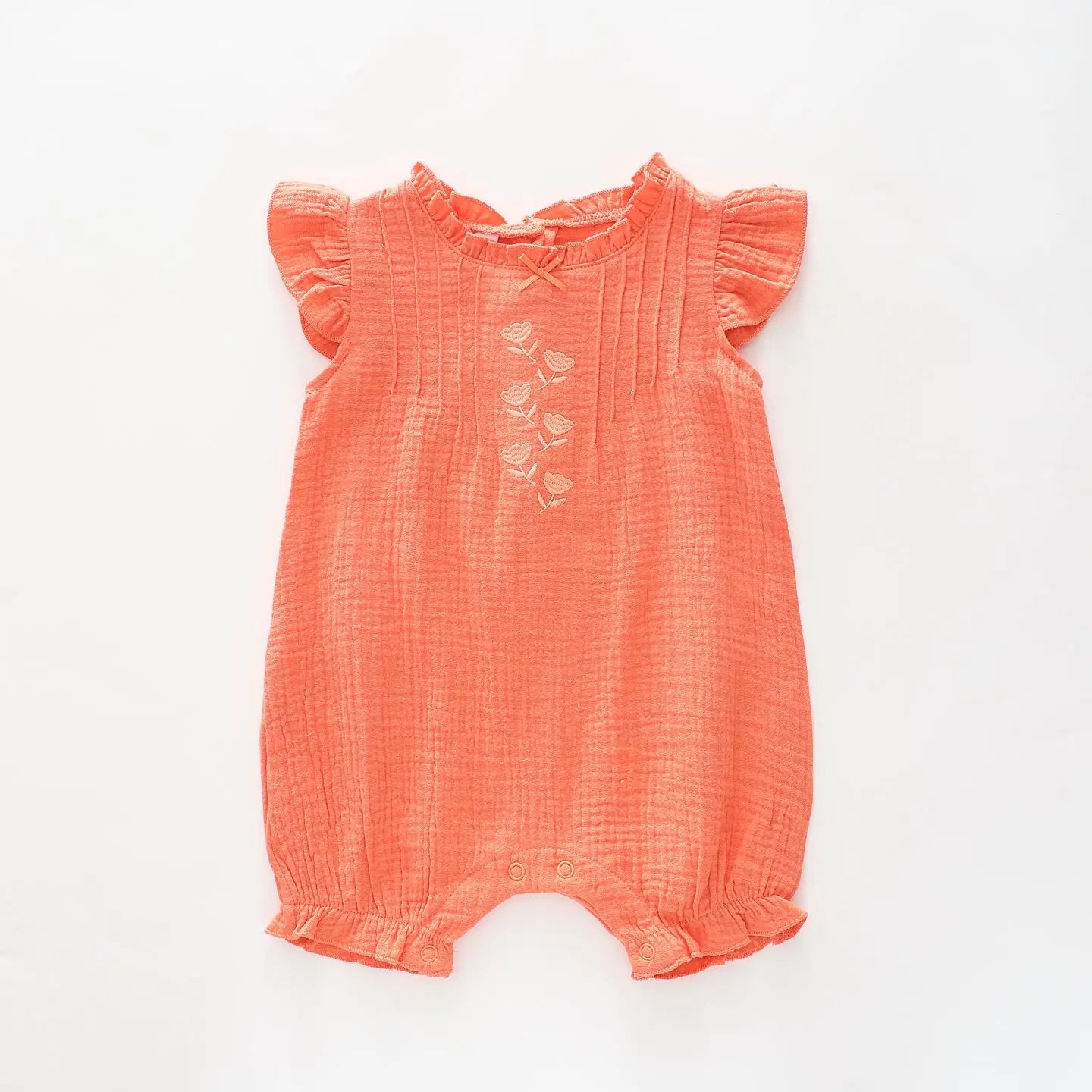 Infant Girls, Coral Cheesecloth Romper Ollies Place