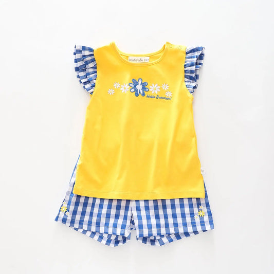 Infant Girls, Navy Daisy Top and Shorts Set Ollies Place