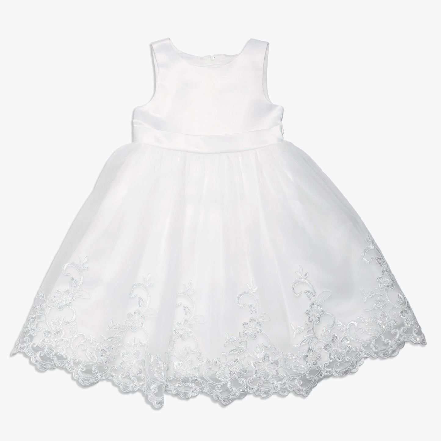 Ivory Flower Formal Girl Dress Lace Sequins Diamantes Scalloped Hem Ollies Place