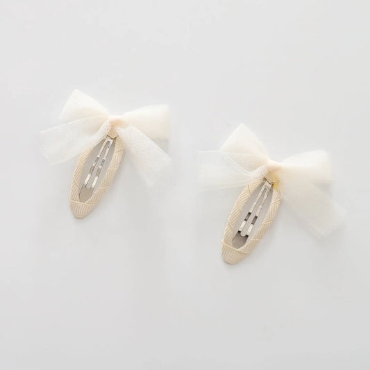 Ivory Sheer Bow Hair Clips 2 Pack Ollies Place