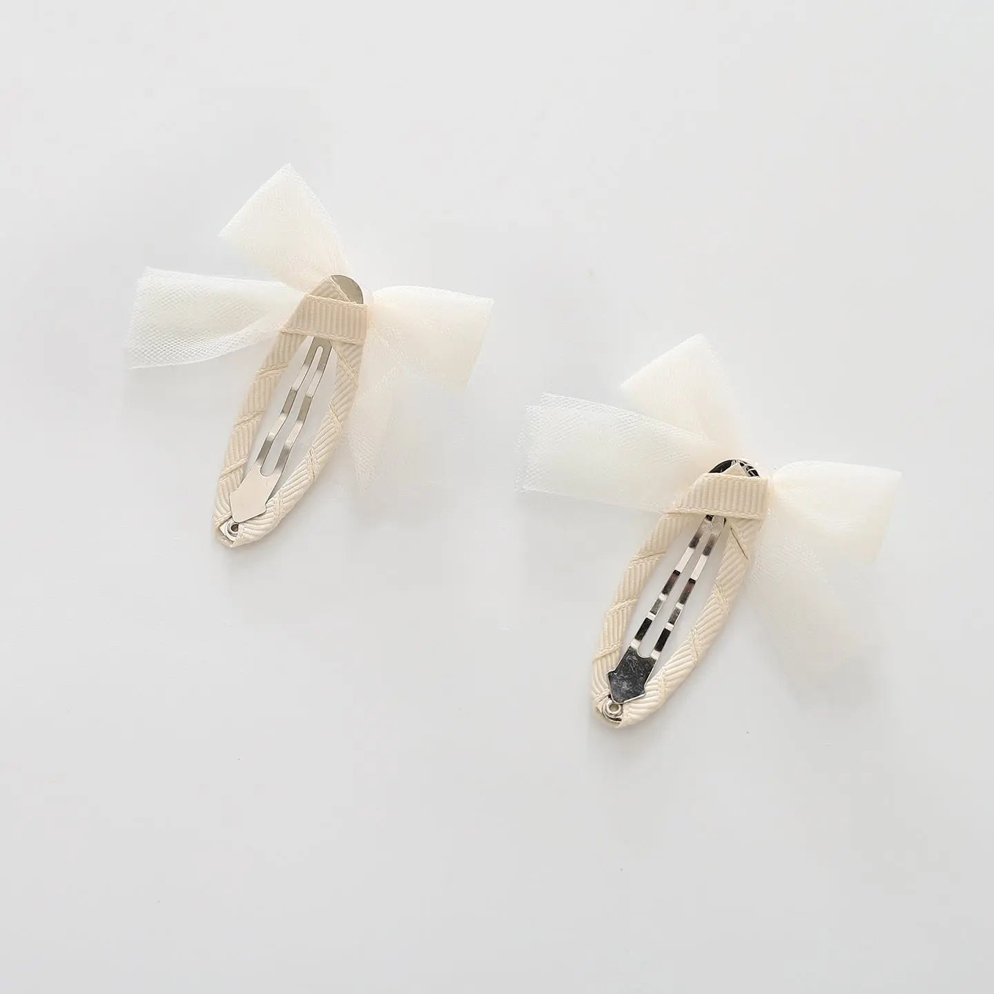 Ivory Sheer Bow Hair Clips 2 Pack Ollies Place
