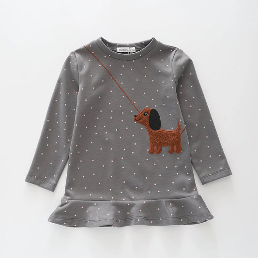 Jersey Knit Dress with Dog Applique Ollies Place