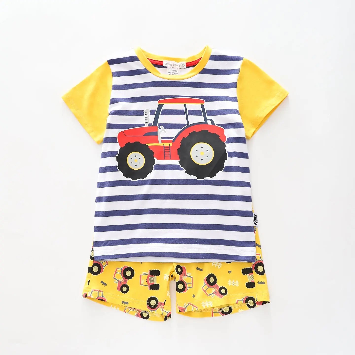 Junior Boys Tractor Time Summer Pyjama Set Ollies Place