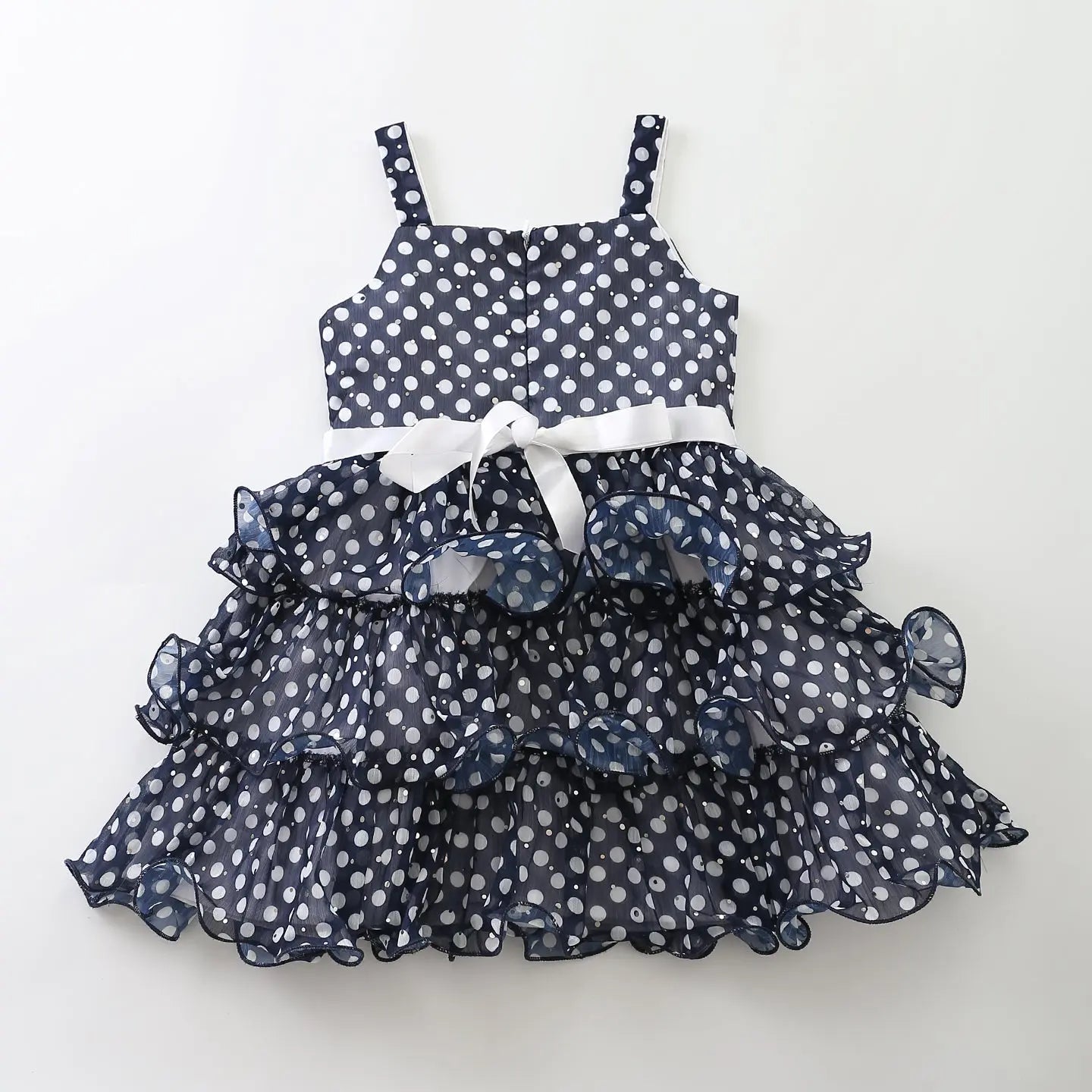 Junior Girls Navy Special Occasion Layered Chiffon Dress With Polka Dots Ollies Place