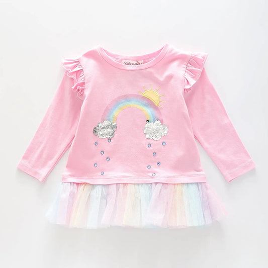Junior Girls Pretty Pink Rainbow Tutu Tee Ollies Place