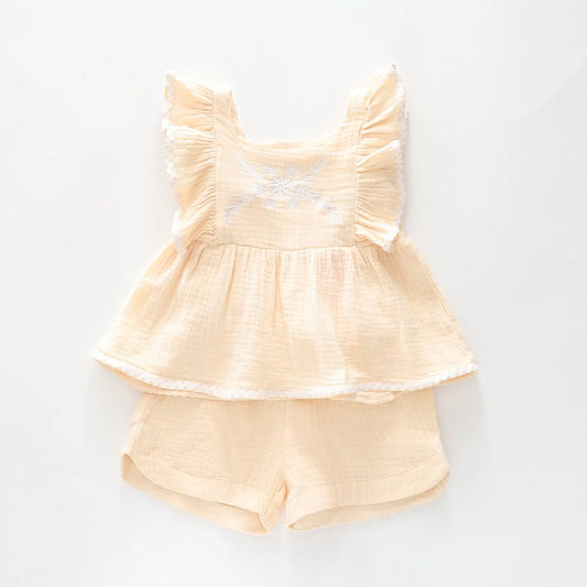 Junior Girls, Cheesecloth Top and Shorts Set Ollies Place