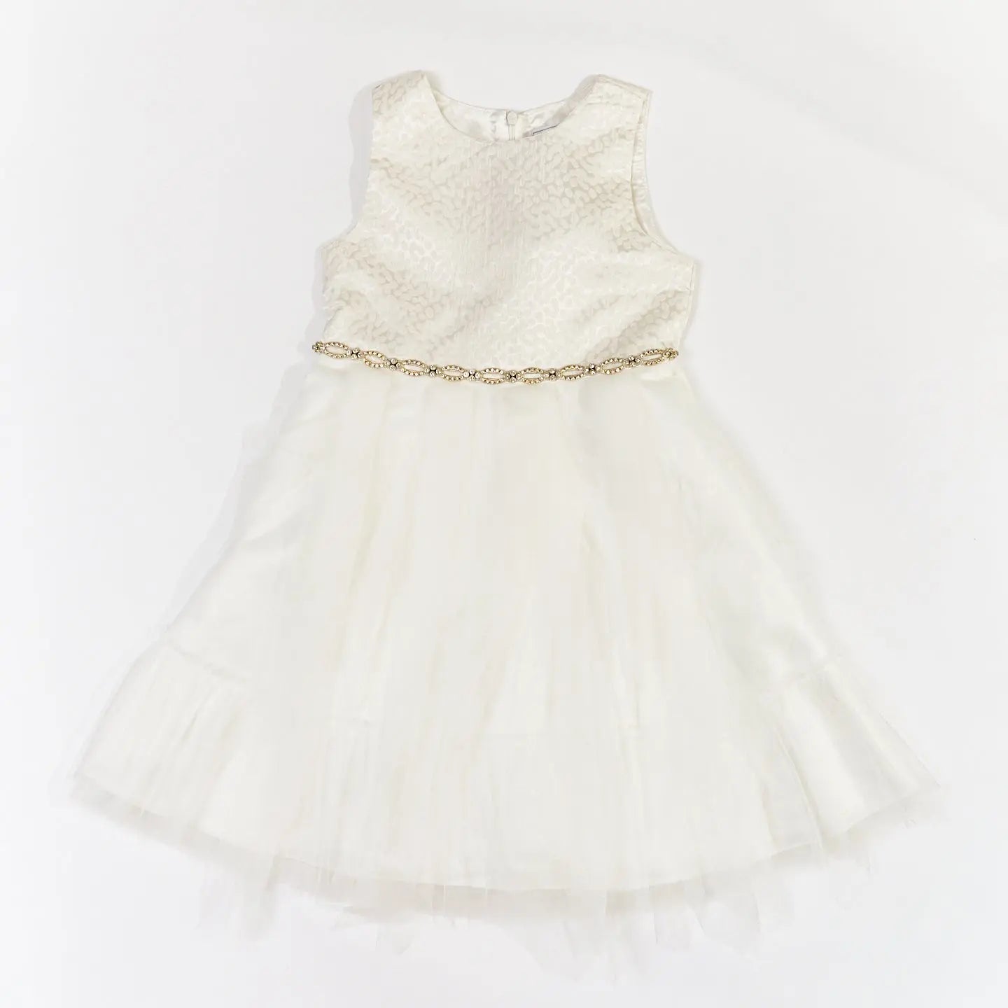 Kids Girl Ivory Jacquard Tulle Formal Dress Ollies Place