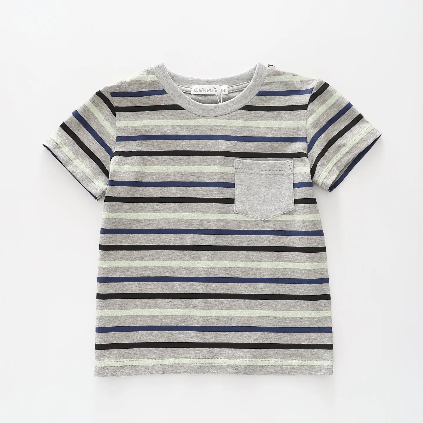 Kids Grey Striped Tee Ollies Place