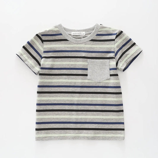 Kids Grey Striped Tee Ollies Place