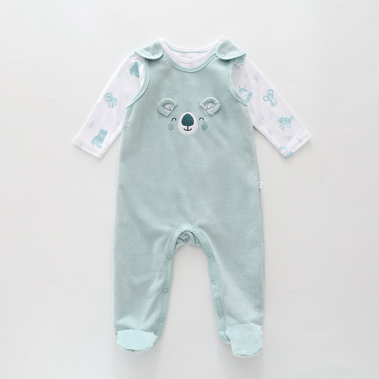 Koala Velour Overalls Set