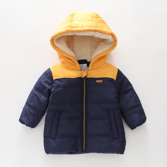 Gold and Navy Puffer Jacket