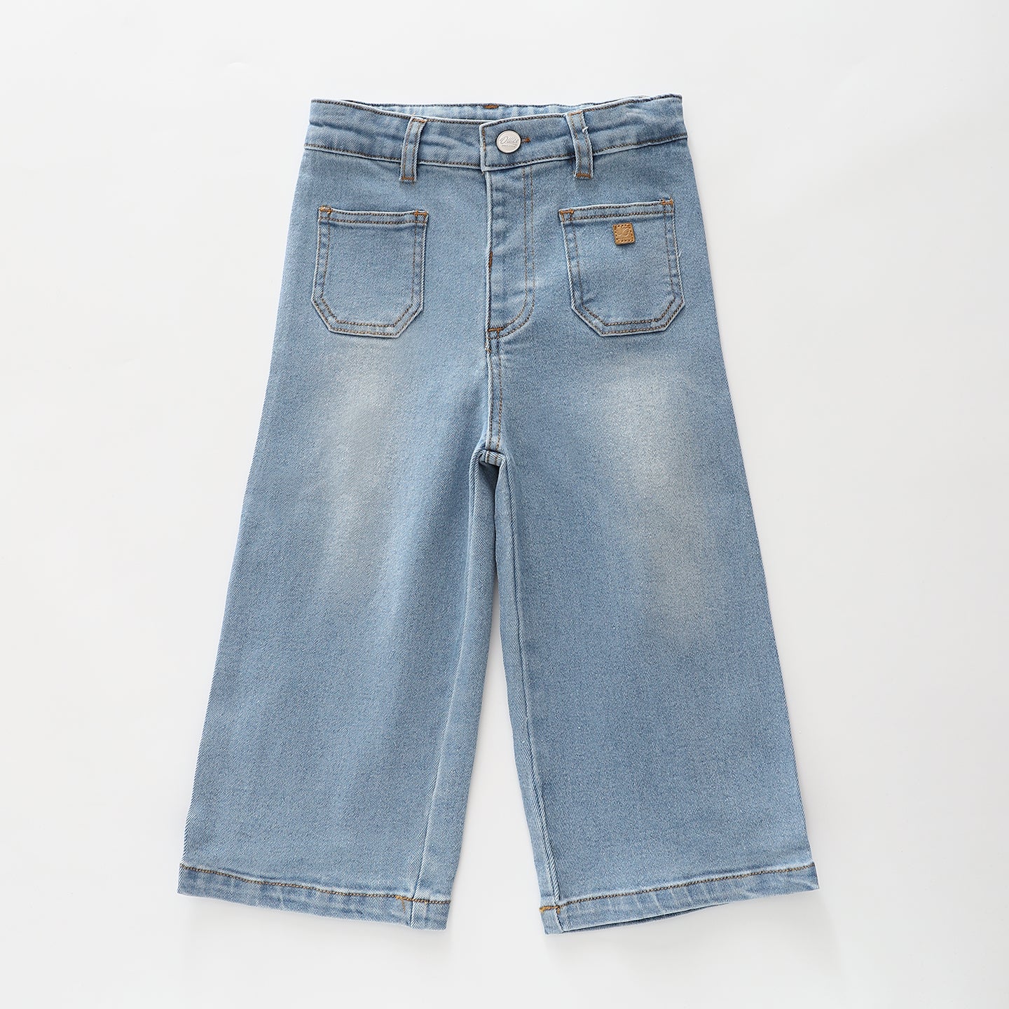 Wide Leg Mid Blue Jeans