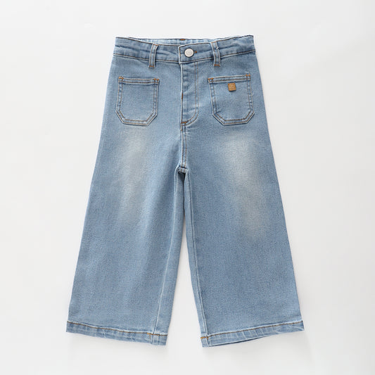 Wide Leg Mid Blue Jeans