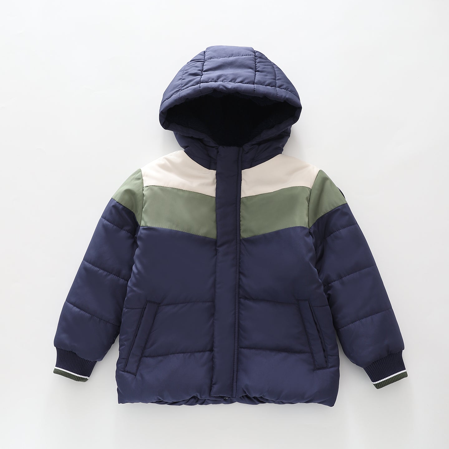 Navy Sherpa Puffer Jacket