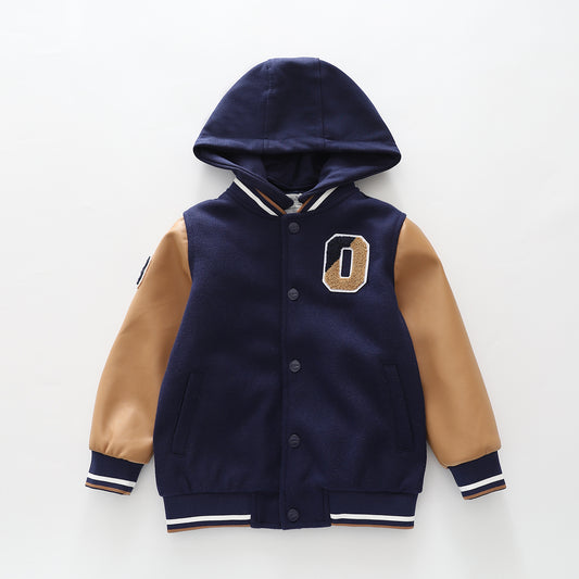 Navy Varsity Hooded Jacket