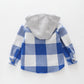 Blue Flanno Hooded Top