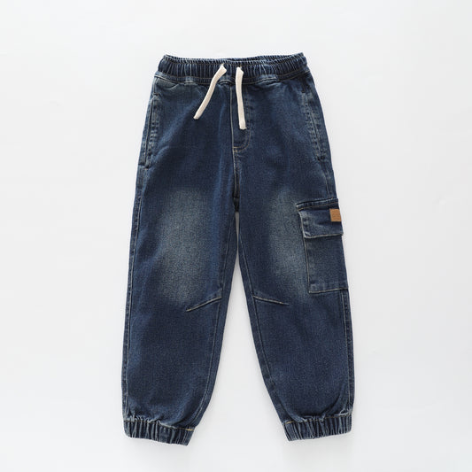 Blue Cargo Denim Pants