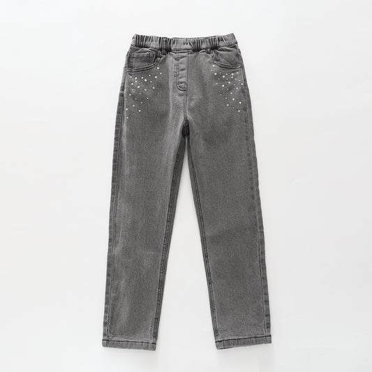 Grey Wash Bow Jeans