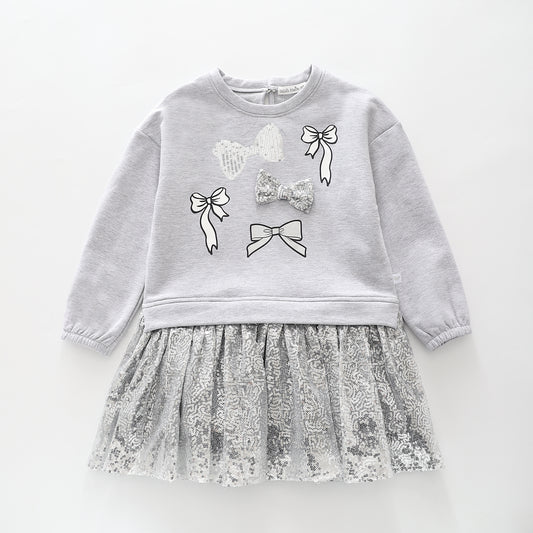 Sequins and Bows Sweatshirt Dress