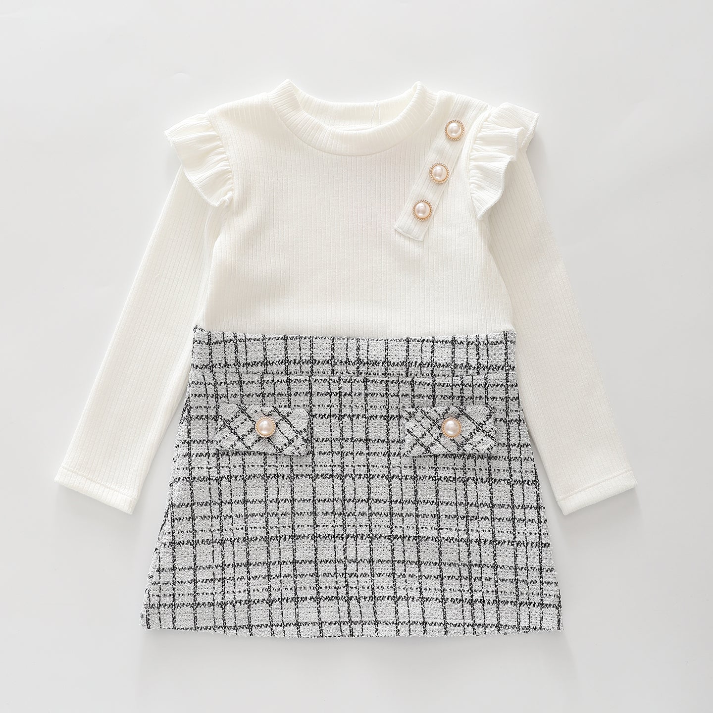 Black and White Tweed Dress and Headband Set