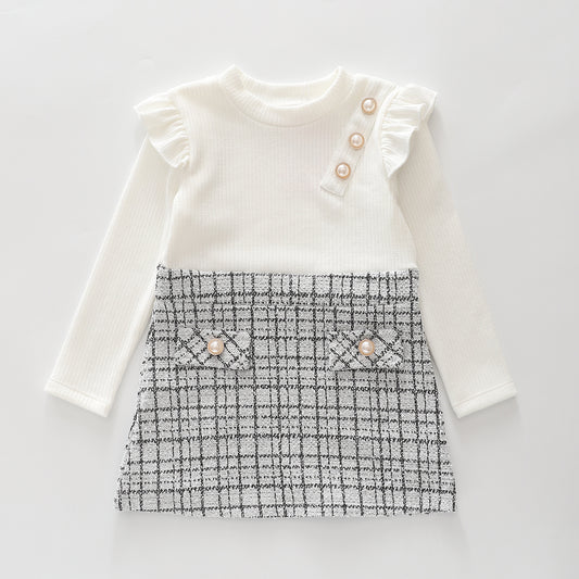 Black and White Tweed Dress and Headband Set