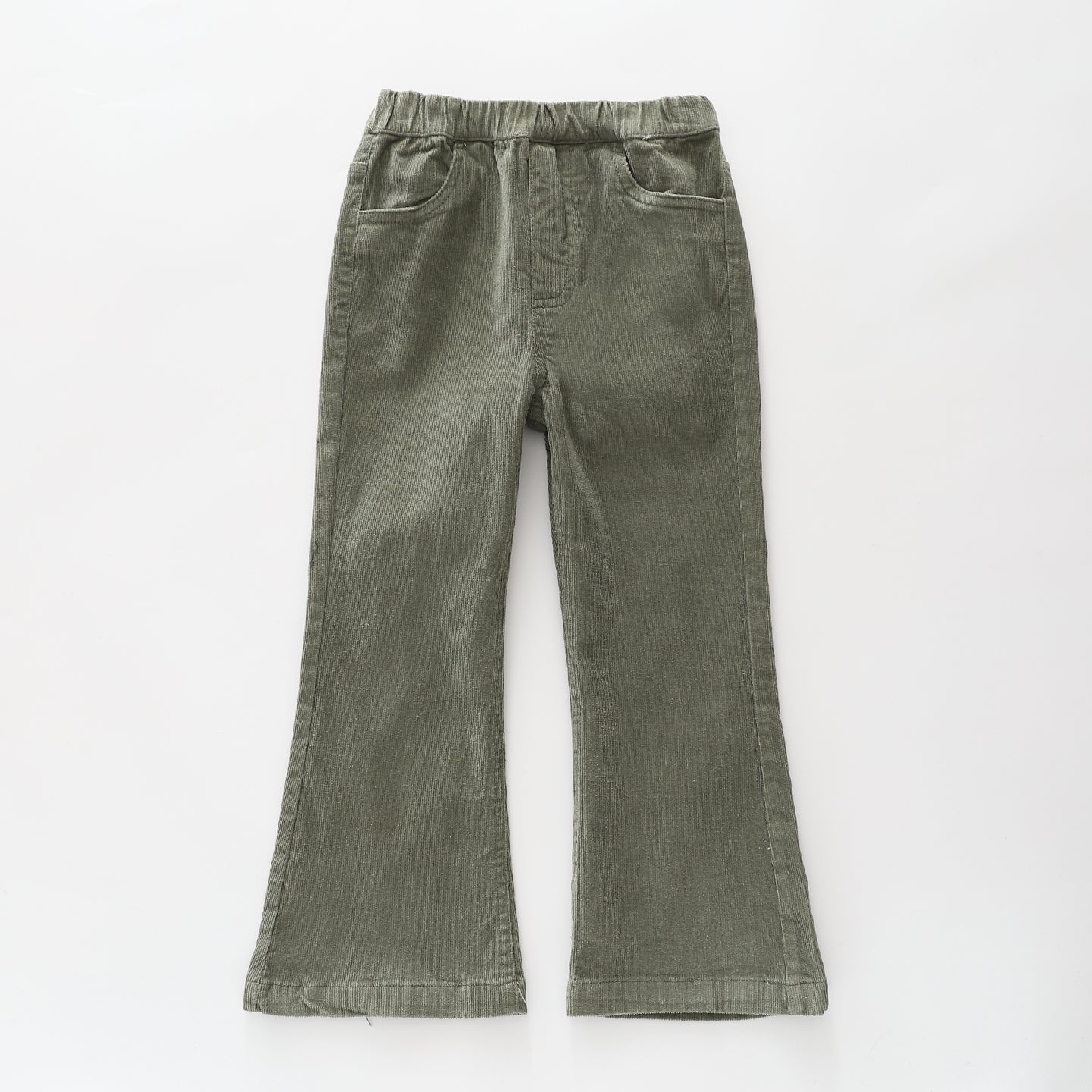 Khaki Pinwale Cord Flare Pants