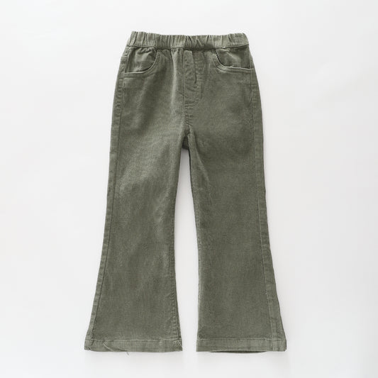 Khaki Pinwale Cord Flare Pants