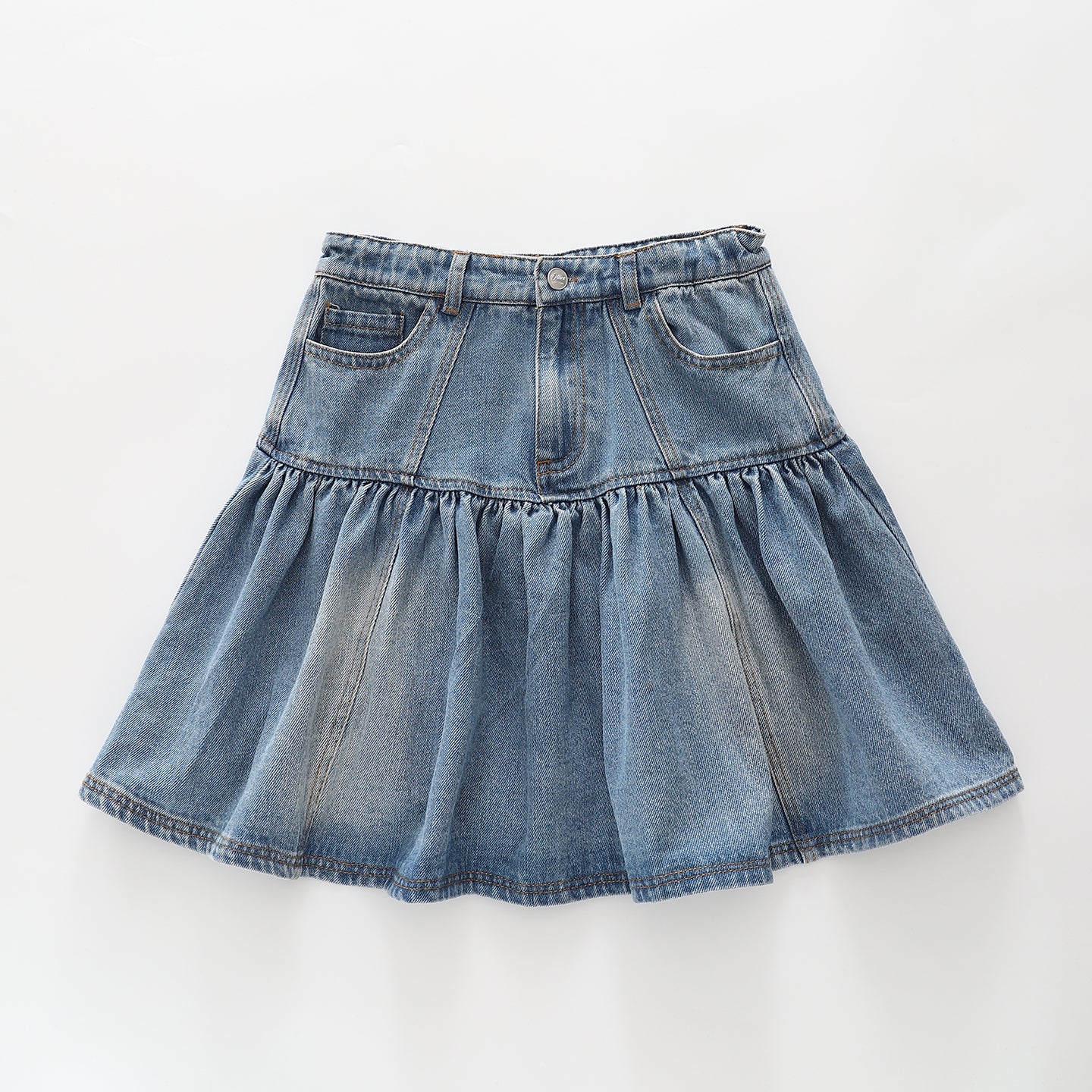Gathered Denim Skirt