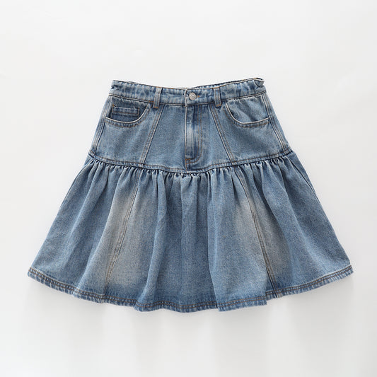 Gathered Denim Skirt