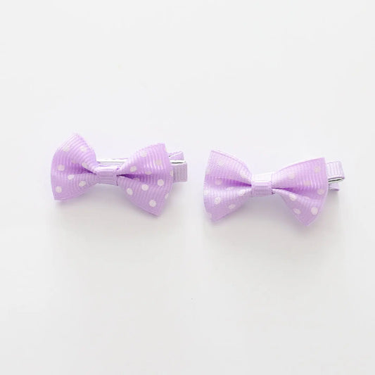 Lilac Polka Dot Bow Hair Clips 2 Pack Ollies Place