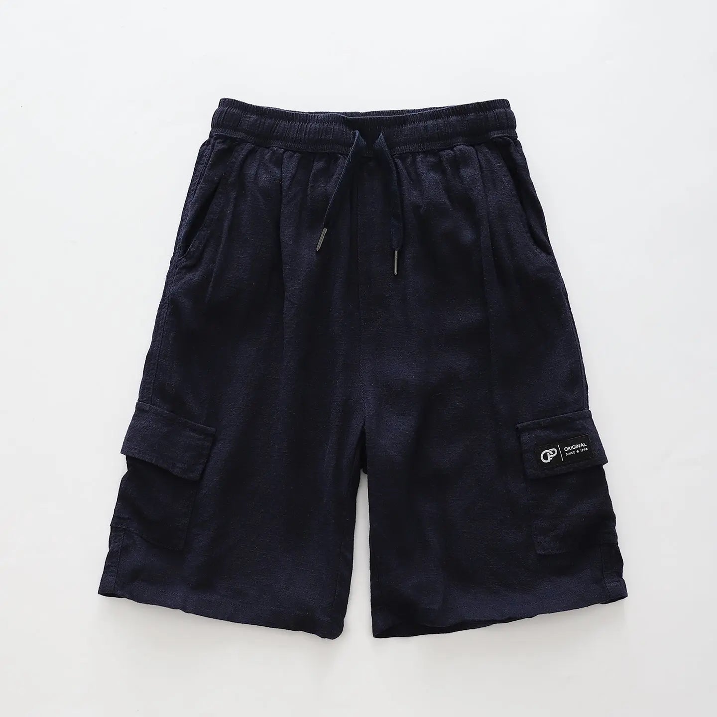 Linen Blend Navy Cargo Shorts Ollies Place