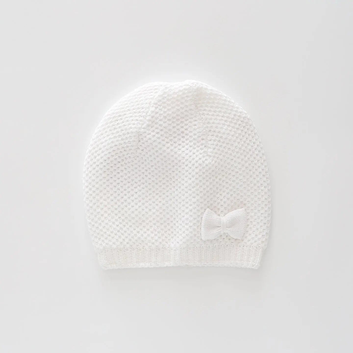 Little Bow White Knit Beanie Ollies Place