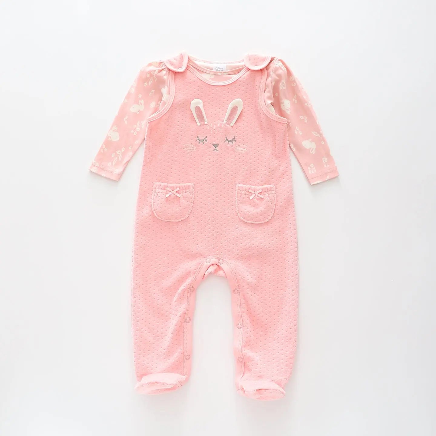 Little Bunny Velour Overalls Set Ollies Place