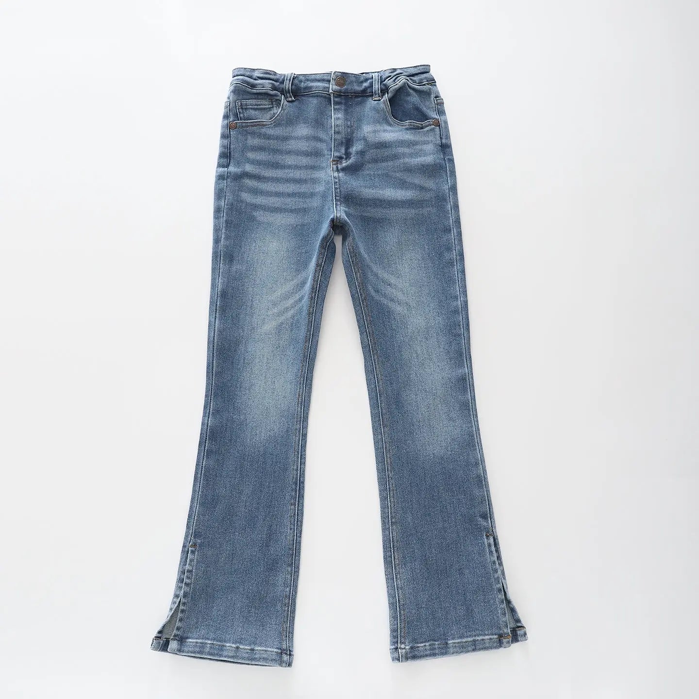 Mid-blue Flared Denim Jeans Ollies Place