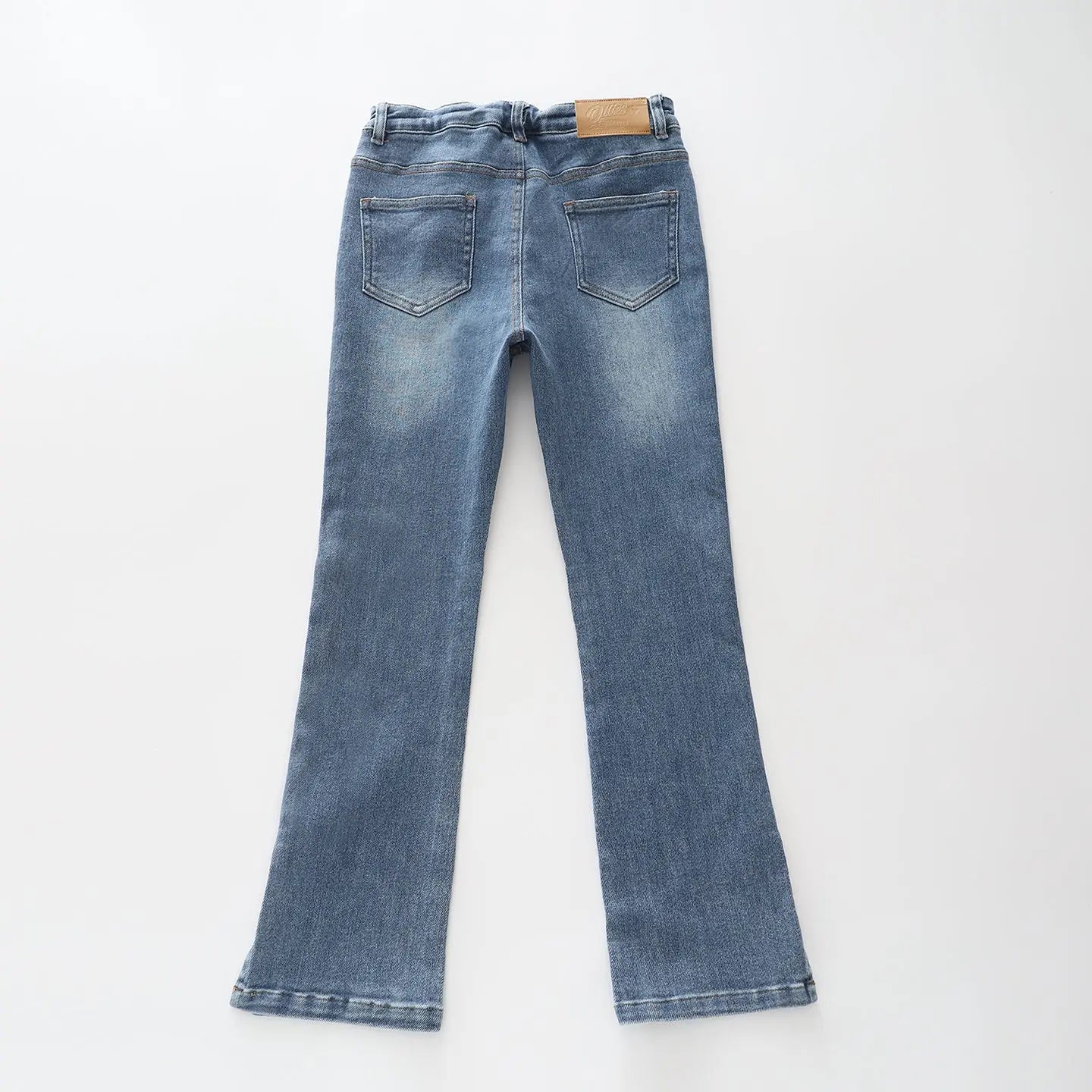 Mid-blue Flared Denim Jeans Ollies Place