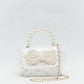 Mini White Faux Pearl Quilted Handbag Ollies Place