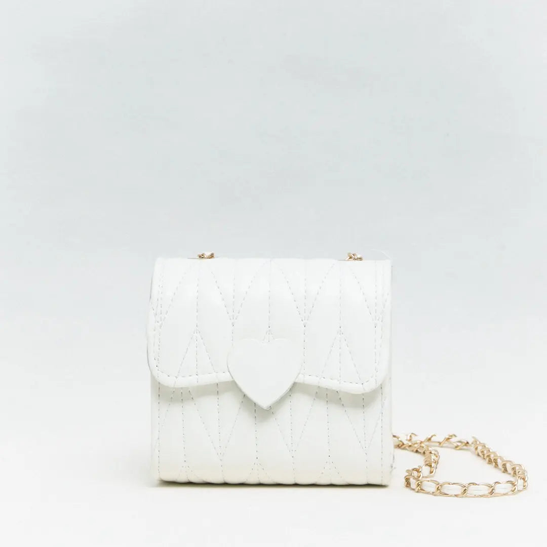 Mini White Quilted Heart Handbag Ollies Place