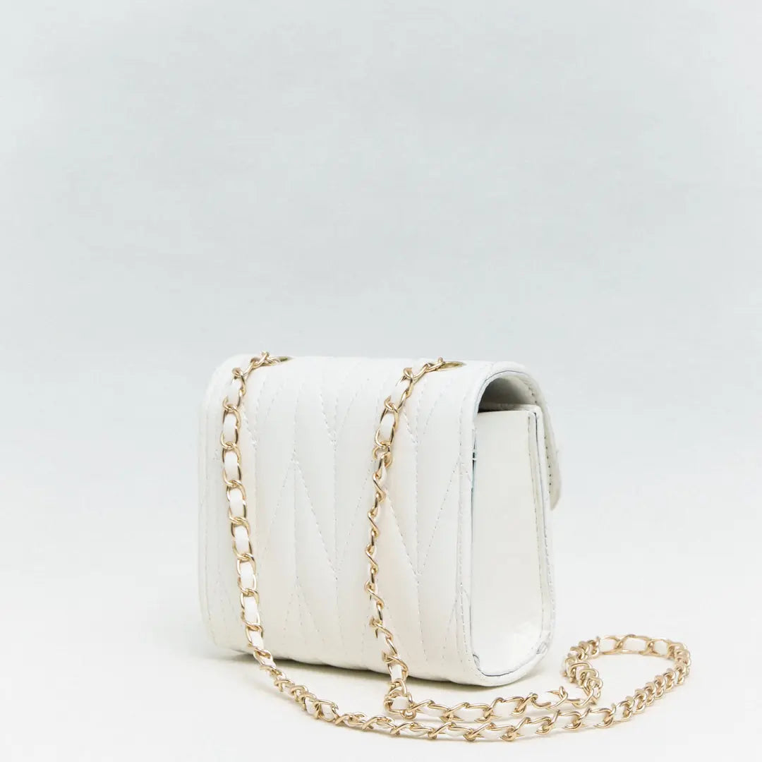 Mini White Quilted Heart Handbag Ollies Place